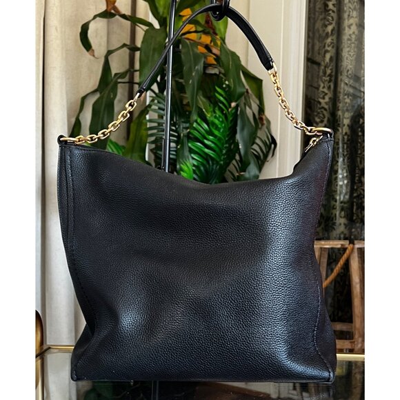 AUTHENTIC TORY BURCH BLACK LEATHER CHELSEA HOBO SHOULDER BAG - Picture 4 of 10